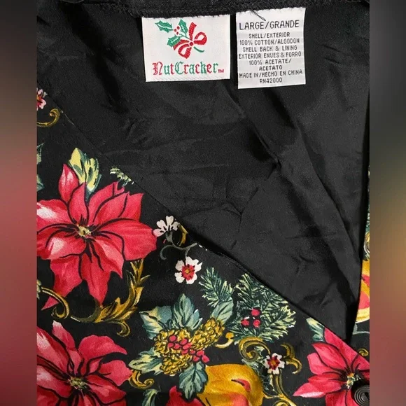Vintage Nutcracker Christmas Holiday Vest Black Red Flower Cottagecore Ugly Xmas - Picture 5 of 7